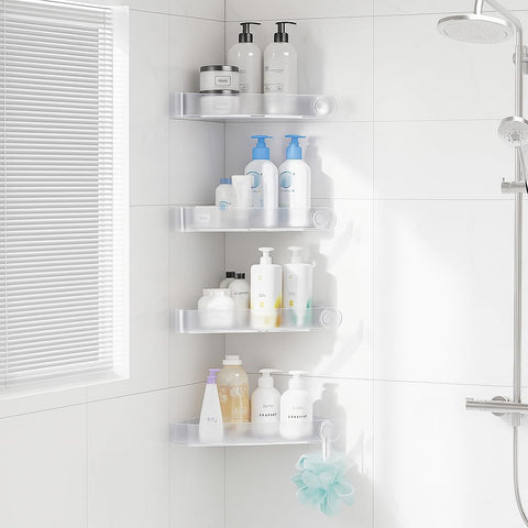 Sotfamily Shower Caddy Corner with Adhesive Pads, 4 Packs, Frosted Clear