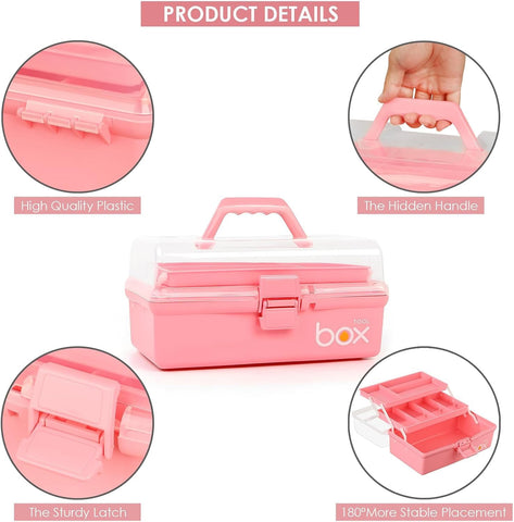 Yekolau 3 Layer Craft Storage Box, Plastic Multipurpose Storage Box with Compartments,Tool Box Arts and Crafts Organiser Box with Handle, for Sewing