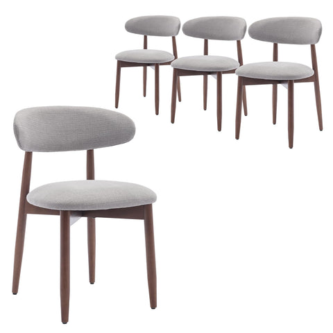 COLAMY Modern Dining Chairs Set with Wooden Legs – Upholstered Fabric Dining Room Chairs with Curved Backrest, Soft Cushion Seat