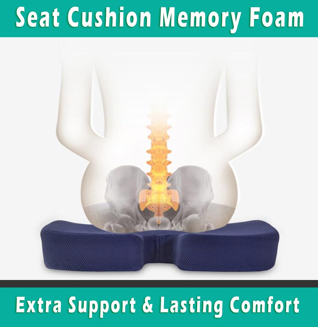 Seat Cushion, Hip Support, Heat Sensitive & Durable Memory Foam Sitting zipper Desk Chair Cushion for Office