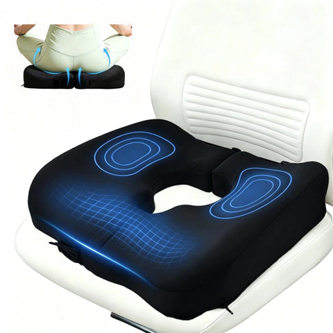 JETSUNDA Coccyx Cushion for Tailbone Pain with Cooling Cover, Ergonomic Memory Foam Sciatica Cushions for Bedsore Relief, for Office Chair, Home, Car