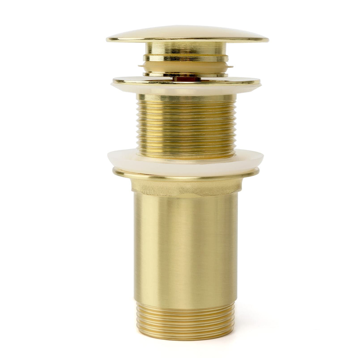 Universal drain fitting without overflow, pop-up drain plug made of solid brass for sink and washbasin, tool-free installation