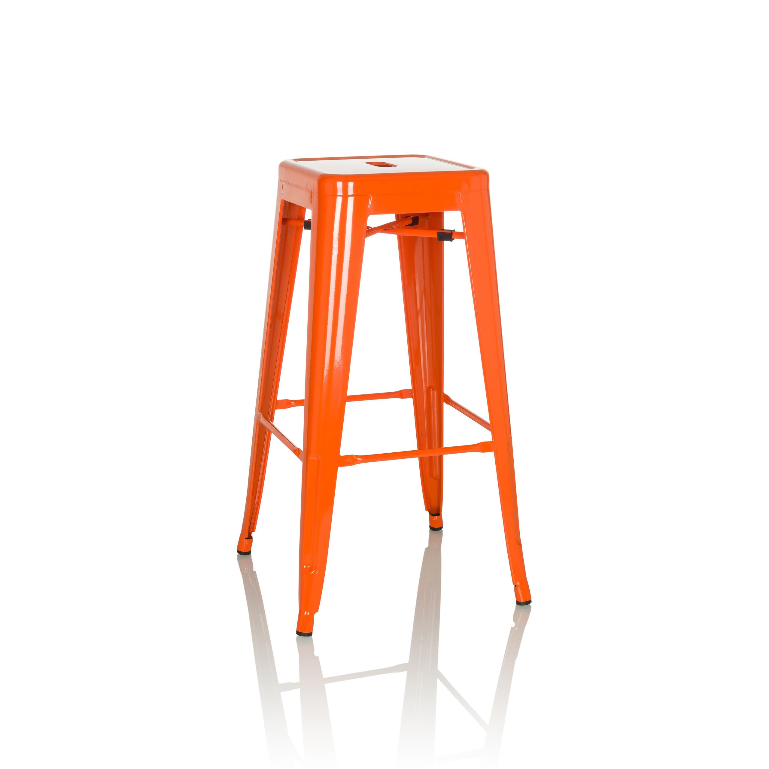 hjh OFFICE 645080 Bar stool VANTAGGIO HIGH metal Orange retro stool in industry design, stackable
