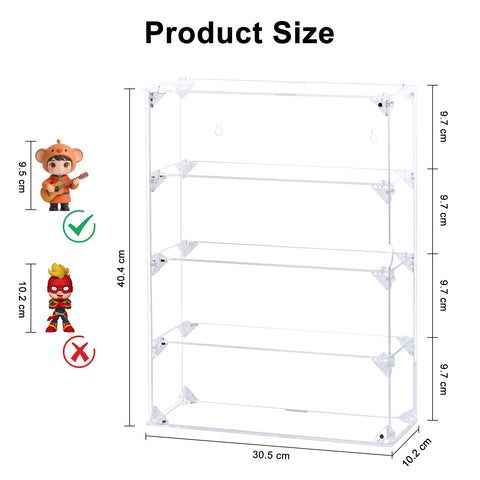 Dezzer 4 Tier Acrylic Display Case Wall Clear Cabinet for Collectibles