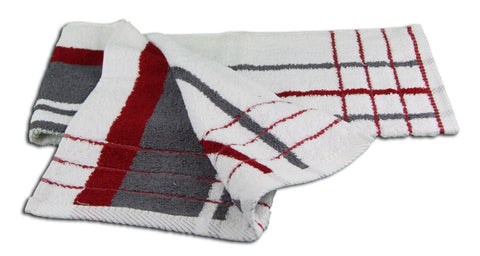 Gözze - Beach Towel, Set of 2, 100% Cotton, Berlin, Striped, 50 x 100 cm - Bordeaux/Anthracite