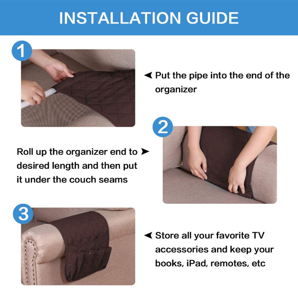 Copiel Sofa Armrest Organizer, Waterproof Sofa Couch Chair Armrest Durable Soft Caddy Organizer Holder for Phone, Book, Magazines, TV Remote Control