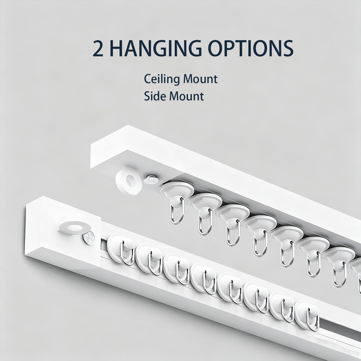 Vectorwinn Self Adhesive Ceiling Curtain Track, Ceiling and Side Mount, Track for Curtains No Drill with Install Tools (2 Meters)
