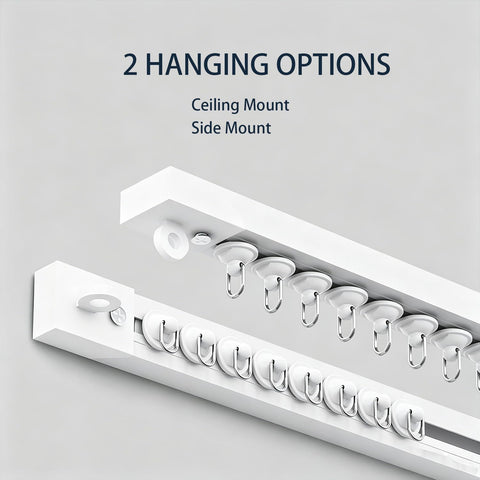Vectorwinn Self Adhesive Ceiling Curtain Track, Ceiling and Side Mount, Track for Curtains No Drill with Install Tools (2 Meters)