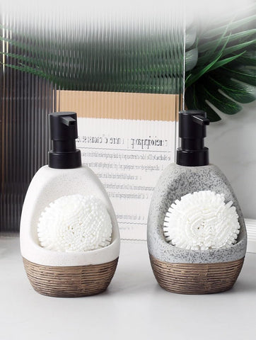 Hosoncovy 450ML Ceramic Liquid Soap Dispenser with Pump ，Pump Bottle Dispenser with Soap/Fome Holder