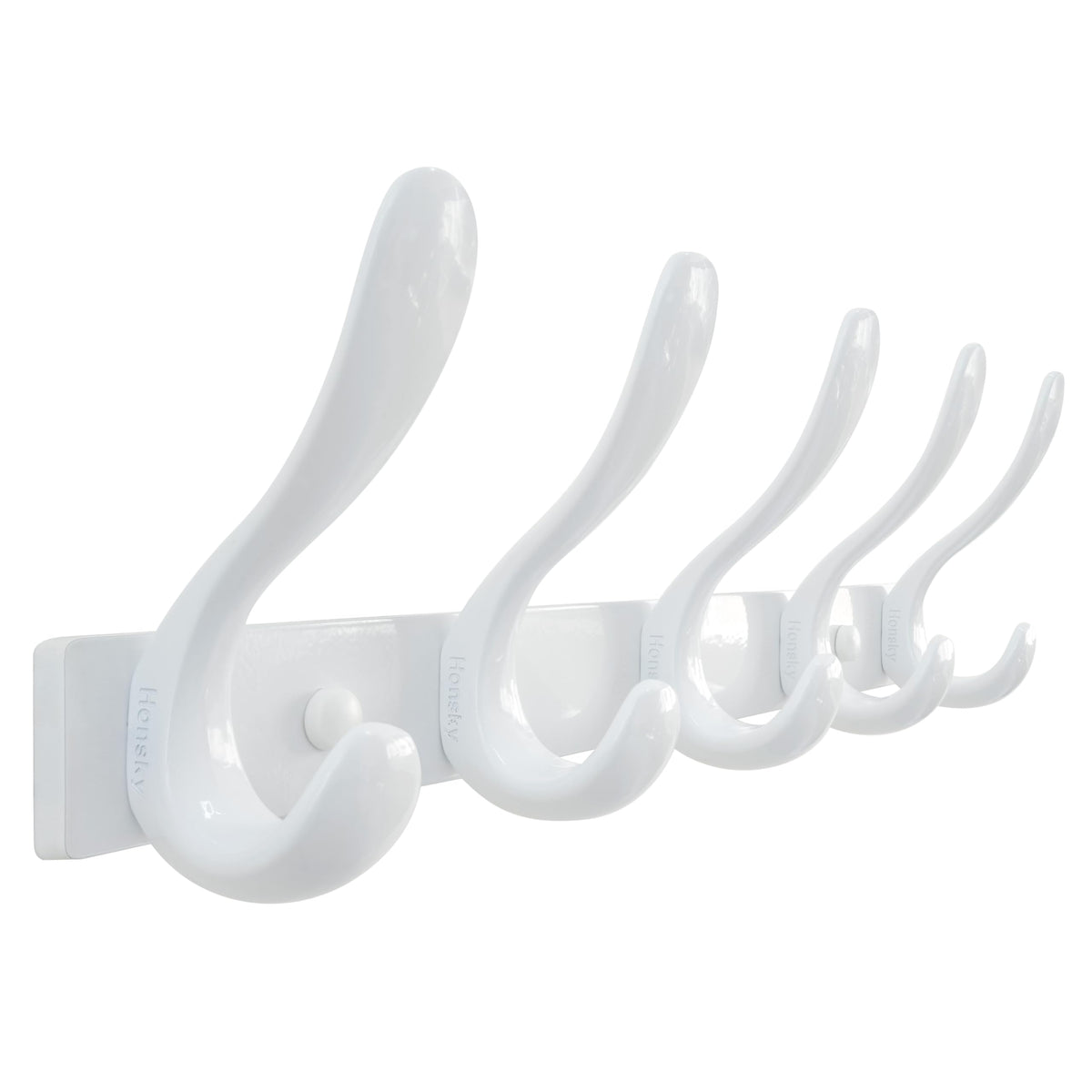 HONSKY Wall Coat Rack, Towel Rack,Metal Wall Coat Hanger with 5 Double Hooks (10 Hook), for Hanging Coat, Hat, Bag, in Hallway Entryway, White