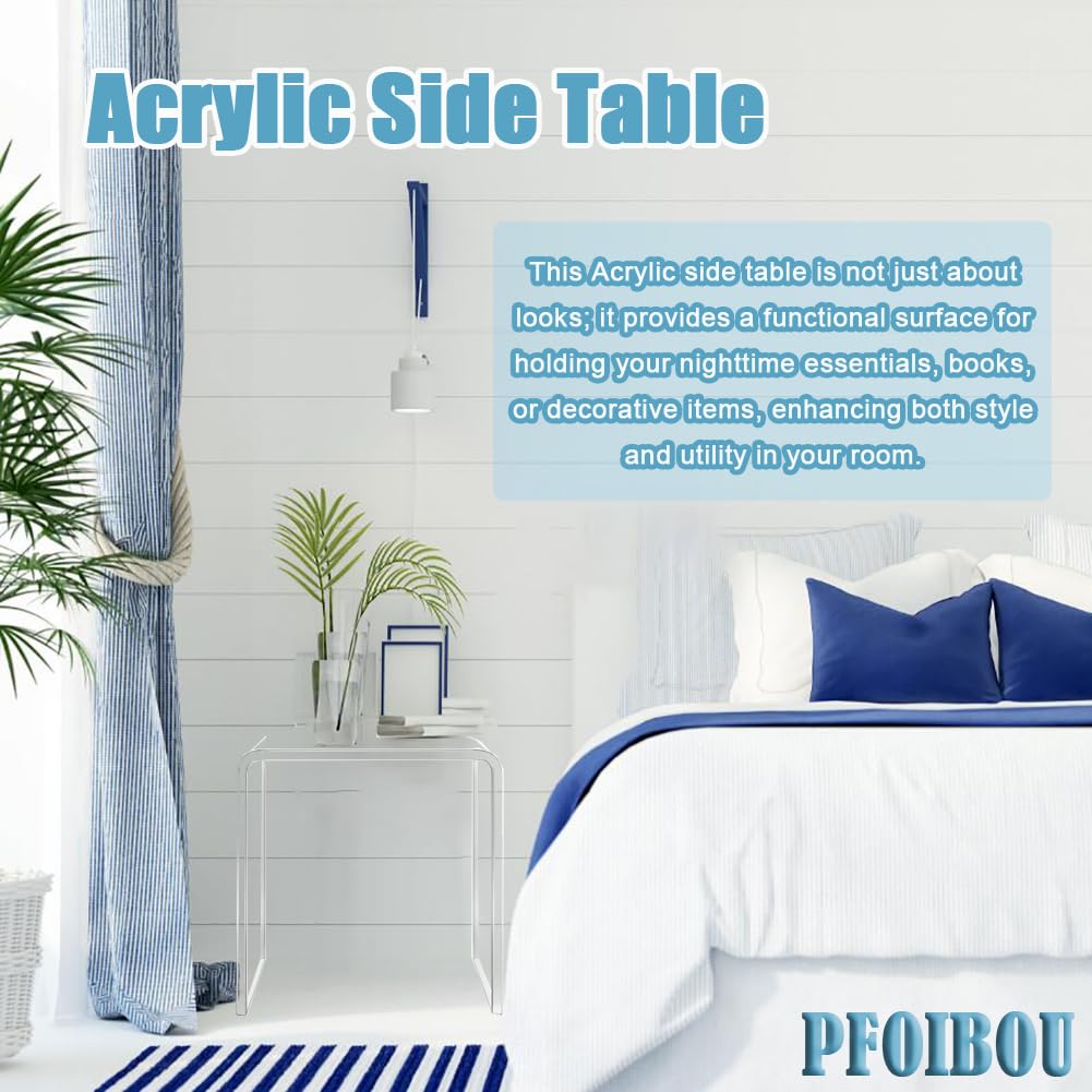 PFOIBOU Acrylic End Table Bedside Tables, Modern Acrylic Side Table, Transparent Shower Stool 40 x 28 x 40 cm, Suitable for Shower, Living Room