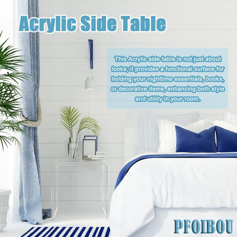 PFOIBOU Acrylic End Table Bedside Tables, Modern Acrylic Side Table, Transparent Shower Stool 40 x 28 x 40 cm, Suitable for Shower, Living Room