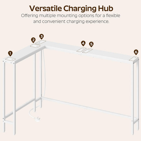 YATINEY Slim Console Table, 180 cm Narrow Sofa Table with Power Outlets, Behind Entryway Table, 3 Assembly Options, for Entryway, White XCT07KWW
