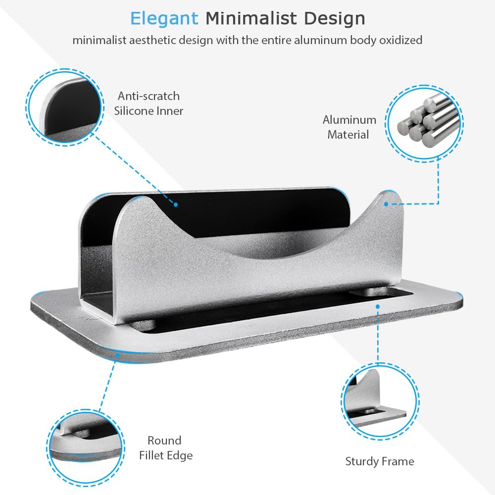 JEMACHE Metal Desktop Vertical Stand for Apple Mac Mini 2010-2023 M1, M2, M2 Pro (Silver)