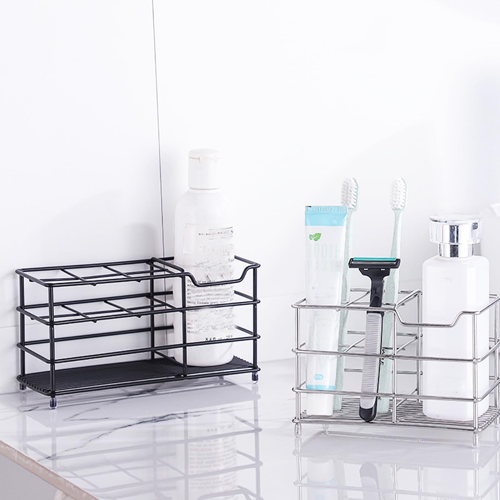 Winlauyet Stainless Steel Toothbrush Holder with 7 Slots – Stand/Wall-Mounted Bathroom Organizer for Razors, Shavers, Combs