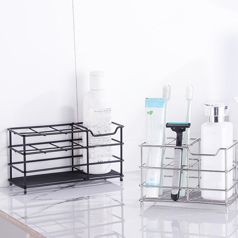 Winlauyet Stainless Steel Toothbrush Holder with 7 Slots – Stand/Wall-Mounted Bathroom Organizer for Razors, Shavers, Combs