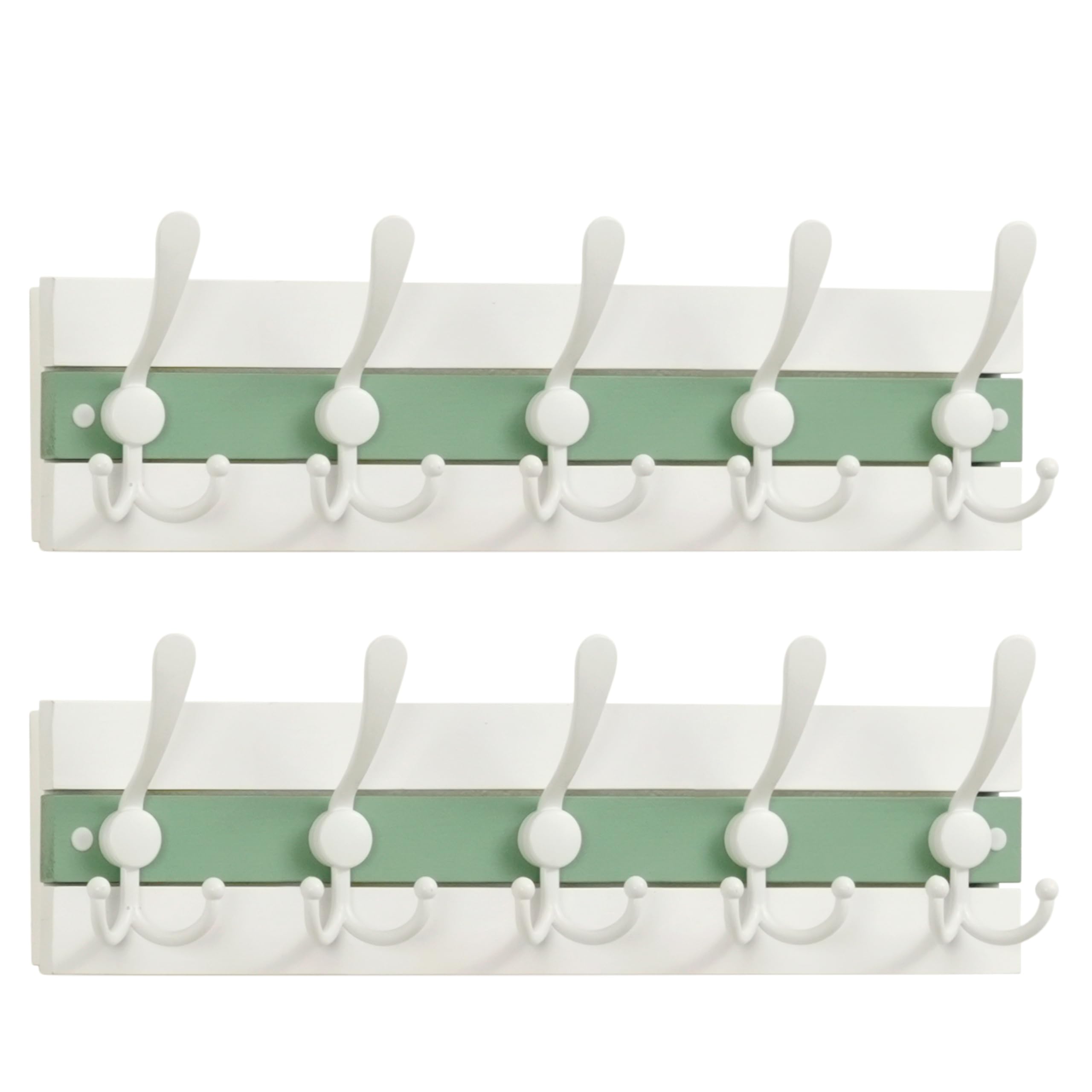 SKOLOO Coastal Wall Mounted Coat Rack - 16-7/8" Beach House Entryway Wooden Coat Hook with 5 Hooks for Hanging Coats, Hats or Towels