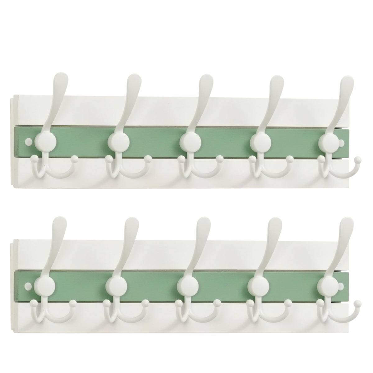 SKOLOO Coastal Wall Mounted Coat Rack - 16-7/8" Beach House Entryway Wooden Coat Hook with 5 Hooks for Hanging Coats, Hats or Towels
