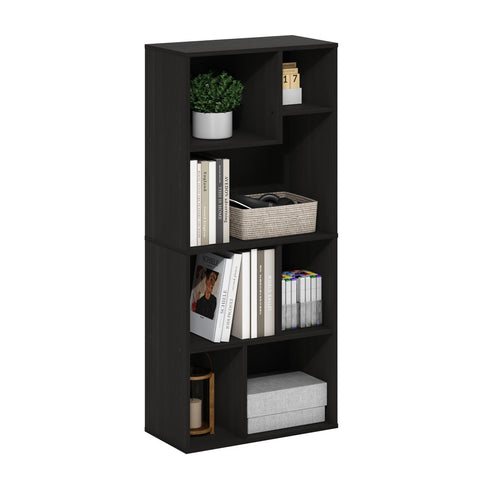 Furinno DALY Book Shelf, 7-Cube Bookshelf, Cube Storage Organizer Bookcase with Irregular Compartments, 9.4 x 18.9 x 42.1, for Living Room, Bedroom
