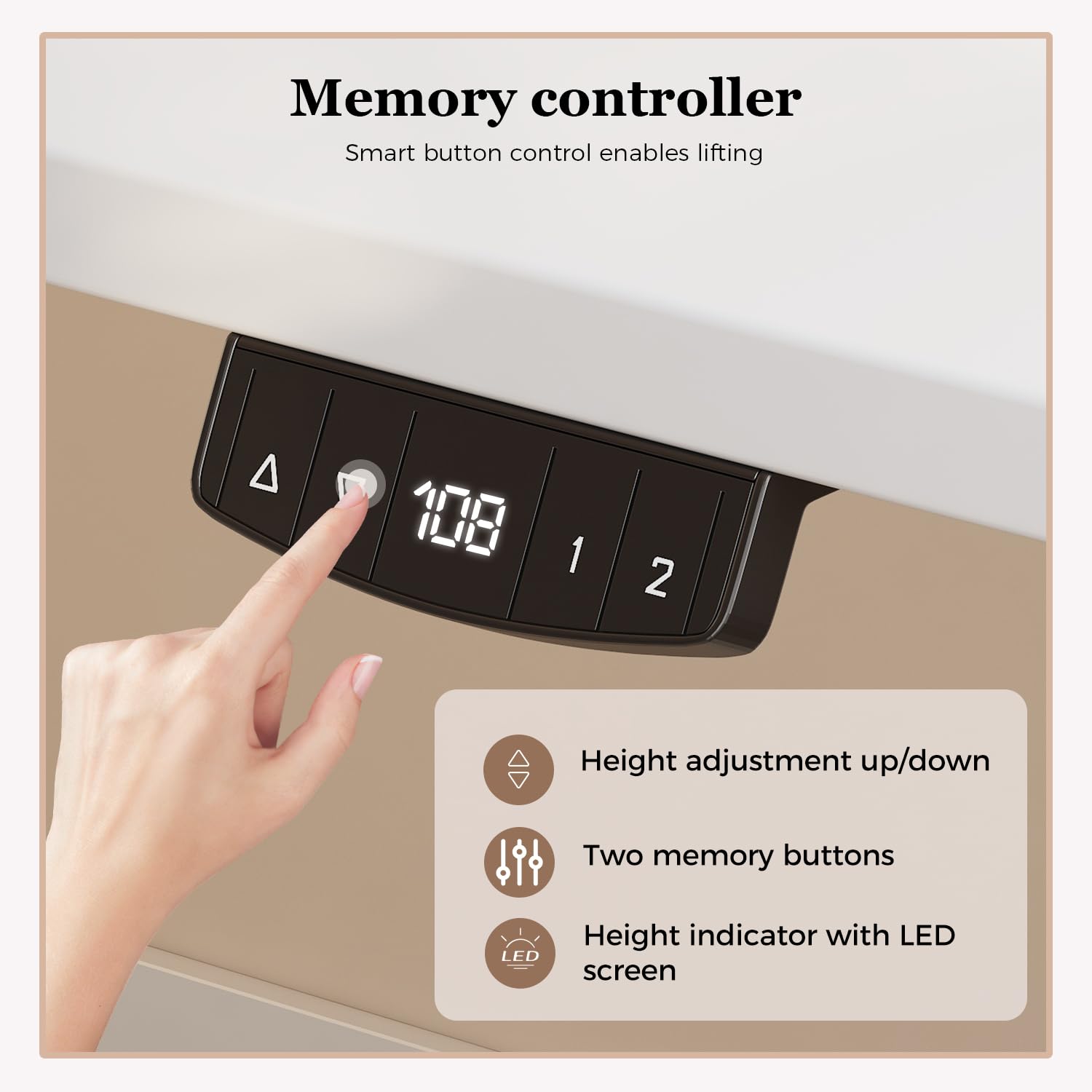 Klicelor Height Adjustable Electric Desk, 2 Memory Buttons, 120x80cm