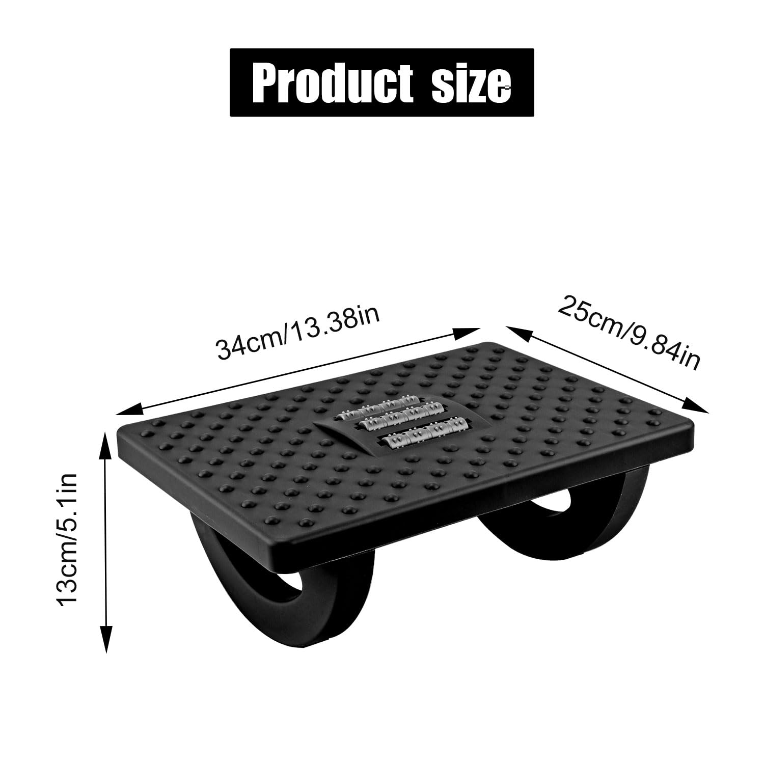 Rocking Foot Rest Under Desk, Ergonomic Foot Stool Under Desk with Massage Rollers Non-Skidding Detachable Footrest for Office Home Travel