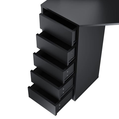 ELEGANT Corner Dressing Table with Mirror and 5 Drawers, 54x111x142cm
