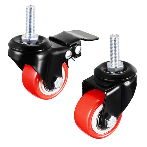 sourcing map 1.5 Inch Swivel Caster Wheels PU 360 Degree Threaded Stem Caster Wheel M10 x 25mm, 330lb Total Load Capacity, Pack of 4