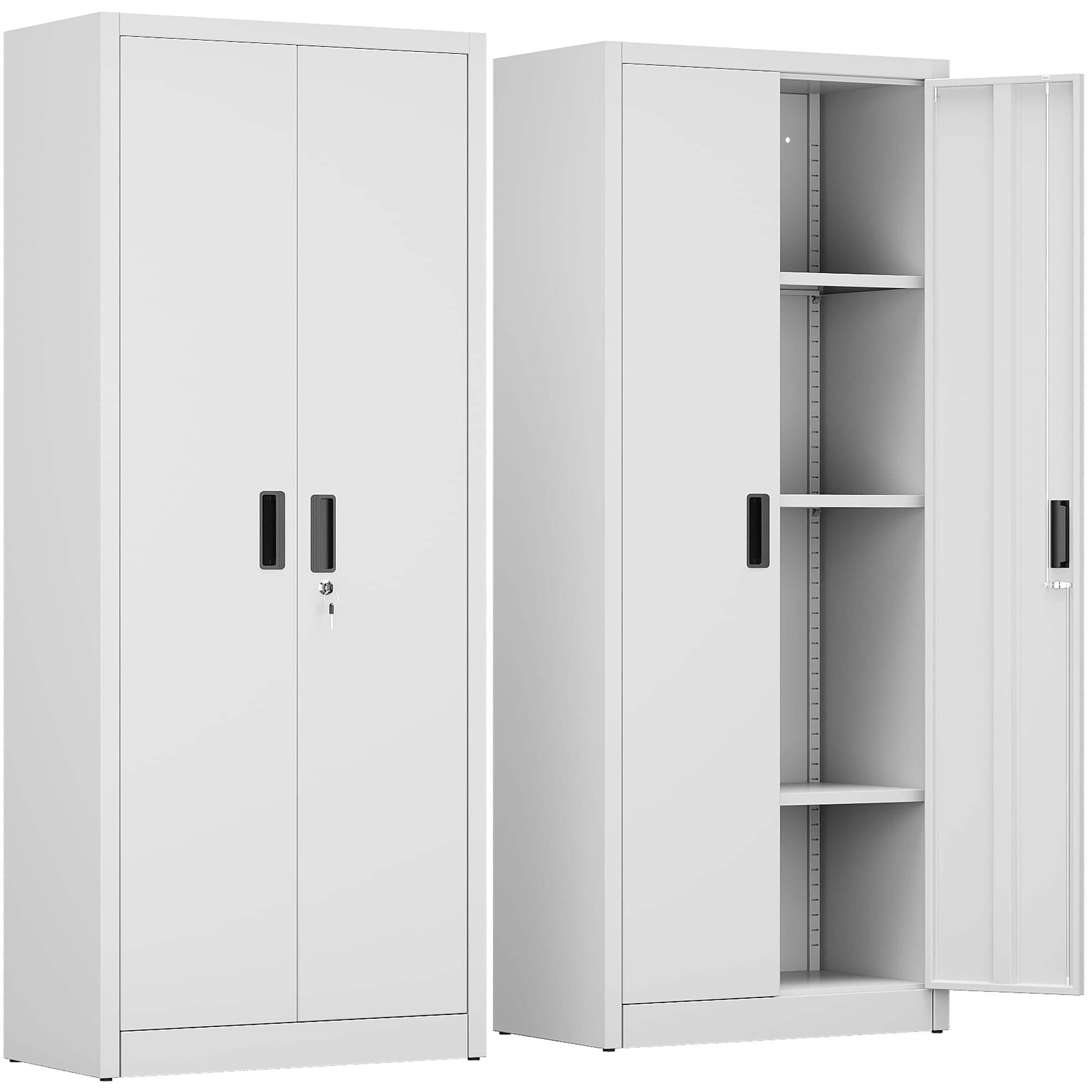 FlairVibe Metal Storage Cupboard with 2 Door and 3 Adjustable Shelves,White