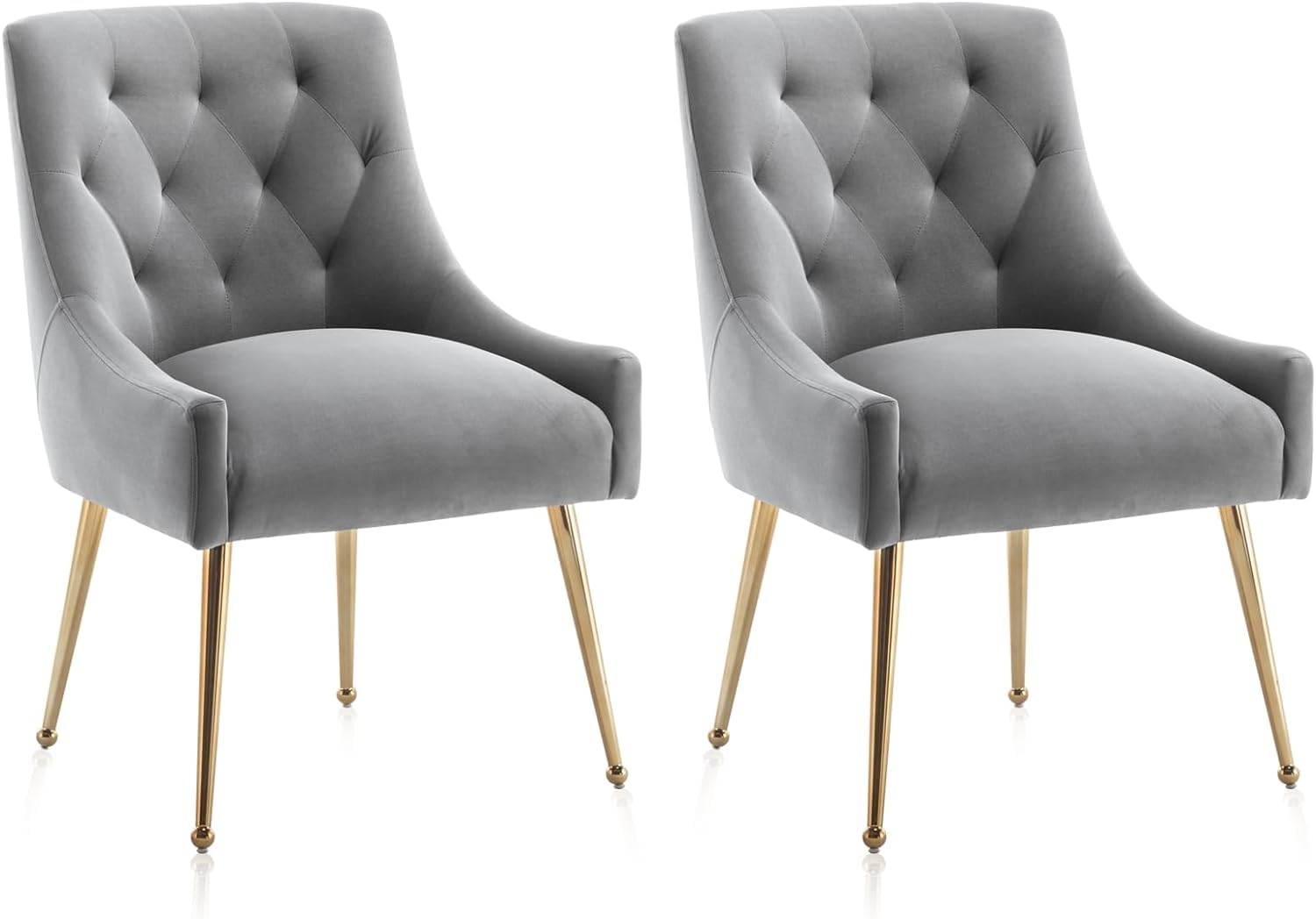 SEYNAR Dining Chair Set of 2,Modern Velvet Dining Chairs with Gold Legs,Elegant Tufted Accent Chairs for Reception, Living Room or Study Room