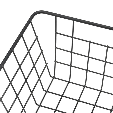 KEILEOHO 2 PCS 36 x 29 x 15.5cm Wire Storage Baskets, Large Black Metal Wire Baskets with Handles