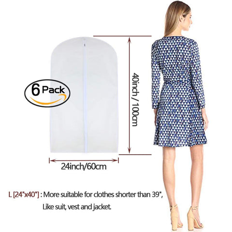 HomeClean Garment Bag Clear 60 x 100cm(24'' x 40'') Suit Bag Moth Proof Garment Bags White Breathable Full Zipper Dust Cover for Suit Dance Clothes
