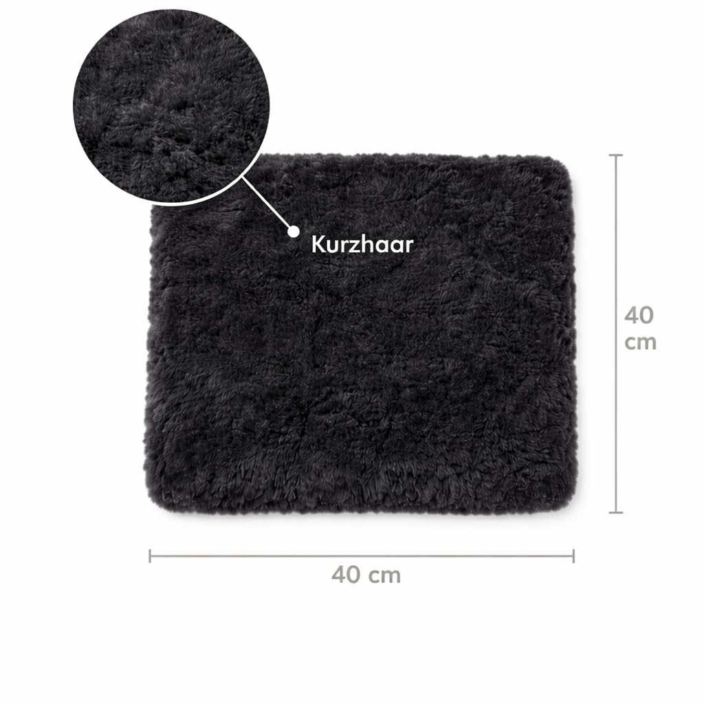 Naturasan Merino Lambskin Seat Cushion 40 x 40 cm (Black) - Soft Seat Cover Made of Real Lambskin, Decorative & Temperature Regulating, for Chair