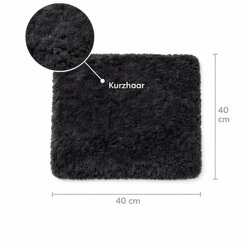 Naturasan Merino Lambskin Seat Cushion 40 x 40 cm (Black) - Soft Seat Cover Made of Real Lambskin, Decorative & Temperature Regulating, for Chair
