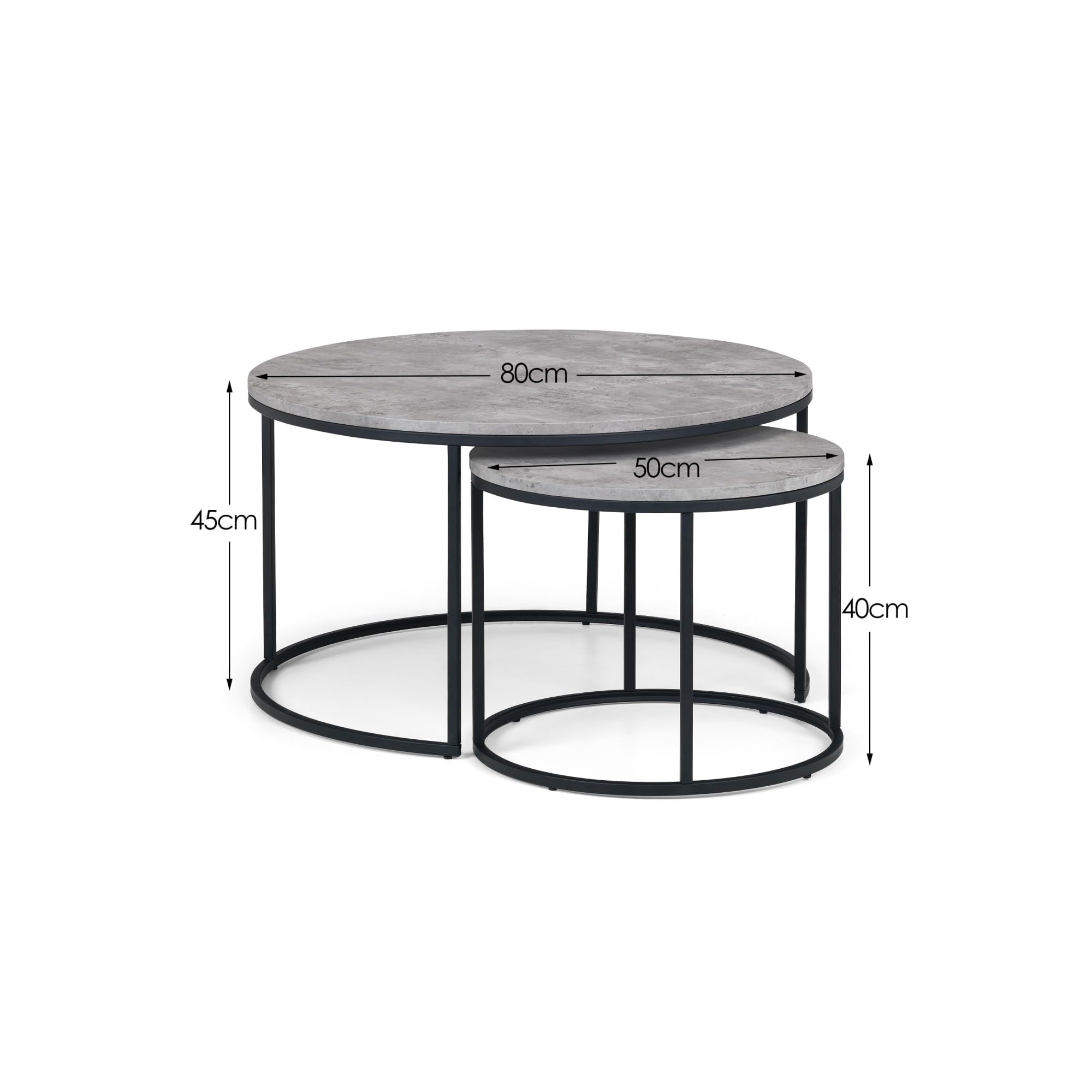 Julian Bowen Staten Nesting Coffee Tables, Concrete Effect - H55 x W40cm
