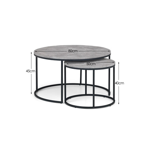 Julian Bowen Staten Nesting Coffee Tables, Concrete Effect - H55 x W40cm