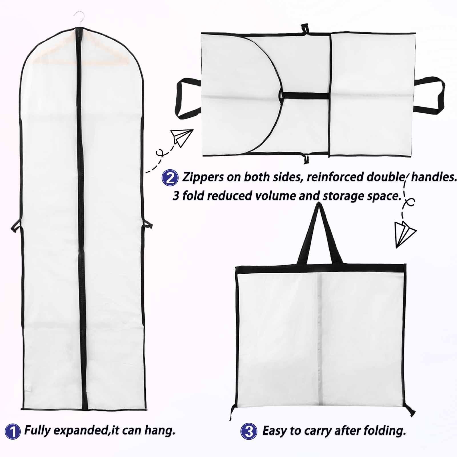 Niviy Long Dress Bag 60 x 180 cm, Garment Cover with Handle & Pocket