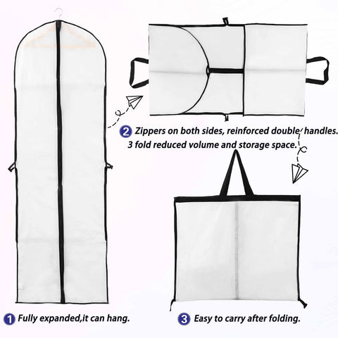Niviy Long Dress Bag 60 x 180 cm, Garment Cover with Handle & Pocket