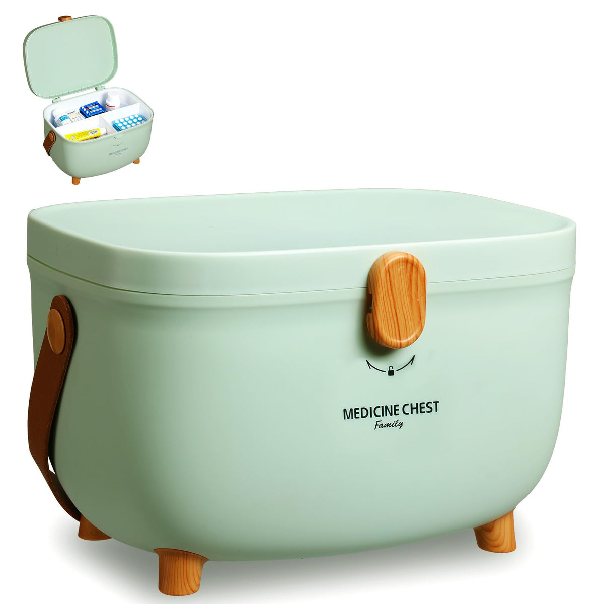 Esilihom Medicine Storage Box, Double Layer First Aid Organiser with Handles,Lockable Medicine Storage Box Organiser