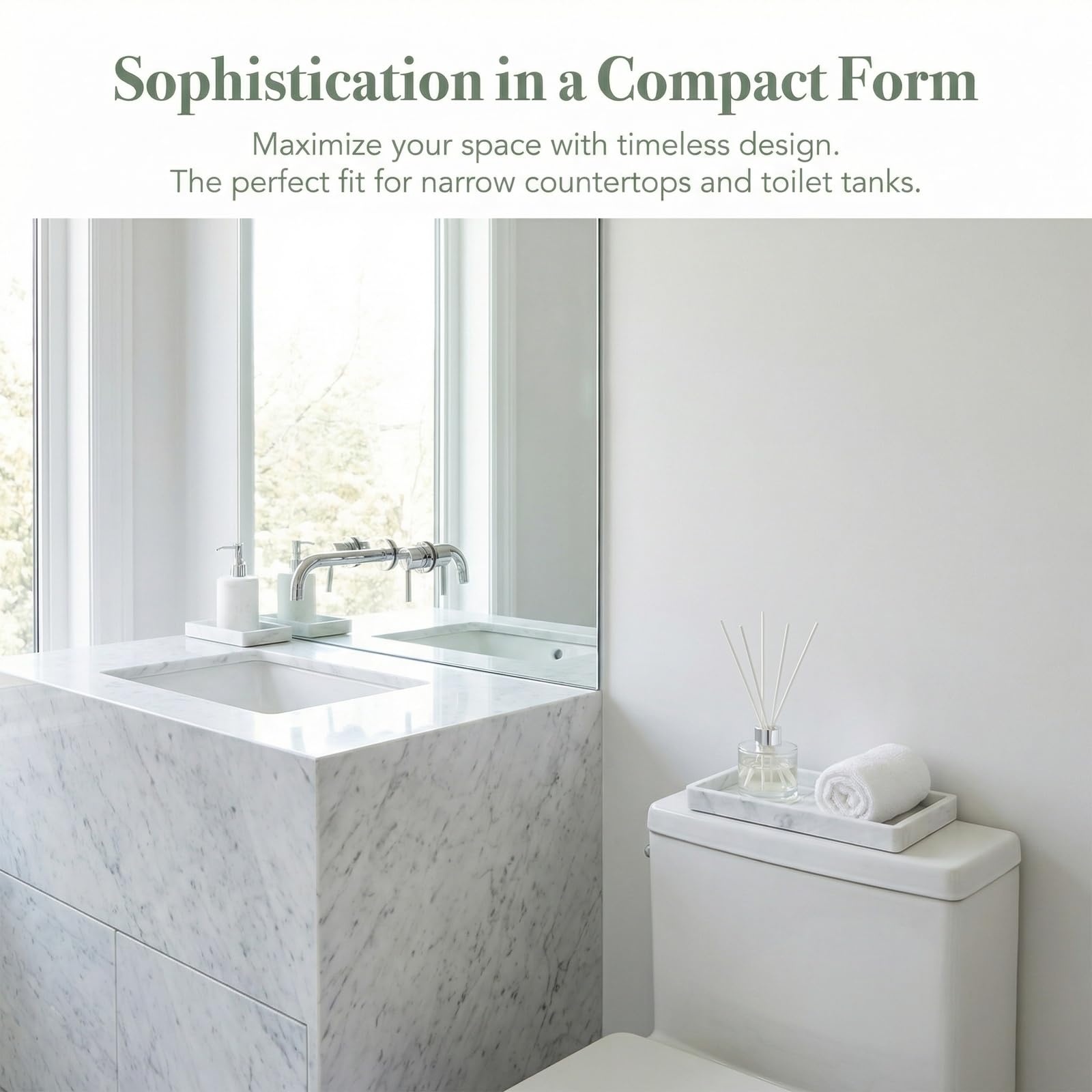 2PCS Bathroom Vanity Tray, Marble Pattern Silicone Organiser Tray for Bathroom Counter, Kitchen Sink & Toilet Tank