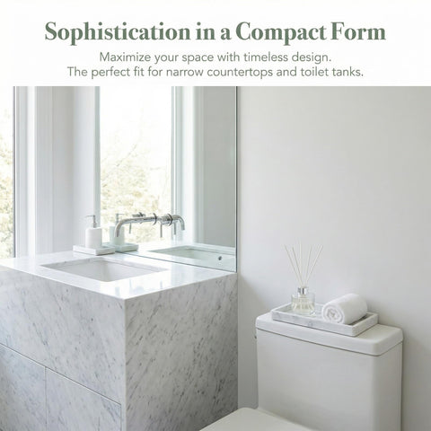 2PCS Bathroom Vanity Tray, Marble Pattern Silicone Organiser Tray for Bathroom Counter, Kitchen Sink & Toilet Tank