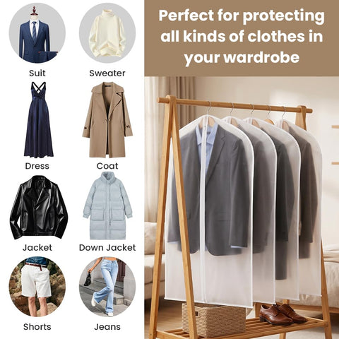 HOTUT 6 PCS Transparent Dustproof Suit Covers Set,60×120CM Garment Bags