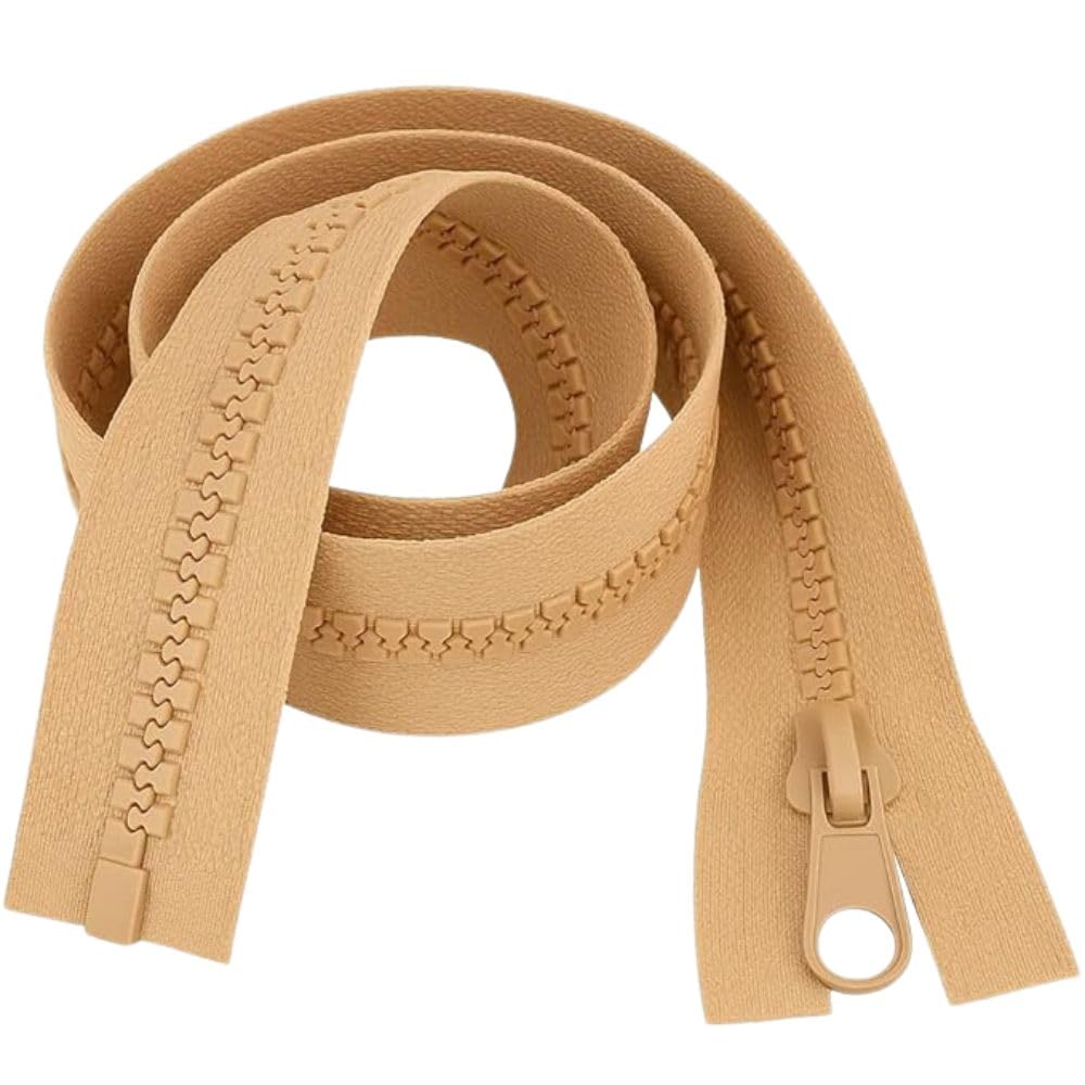 24" (61cm) Beige Chunky Zip - Heavy-Duty Open-Ended Separating