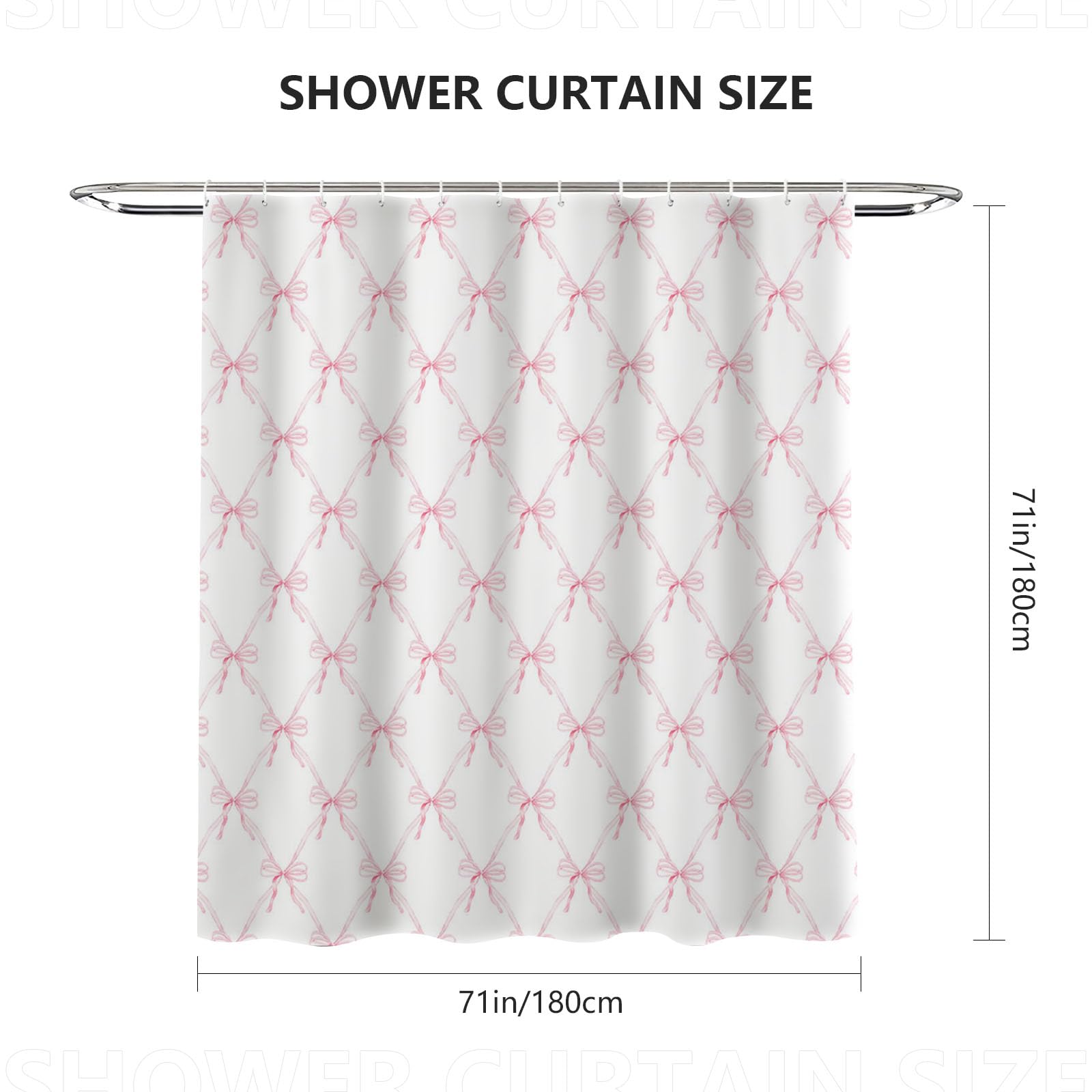 AIBIIN Cute Shower Curtain Pink Bow bath curtain for Bathroom Modern Aesthetic Cloth Shower Curtain Durable Waterproof Polyester Material with 12
