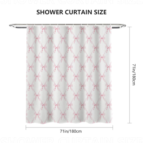 AIBIIN Cute Shower Curtain Pink Bow bath curtain for Bathroom Modern Aesthetic Cloth Shower Curtain Durable Waterproof Polyester Material with 12
