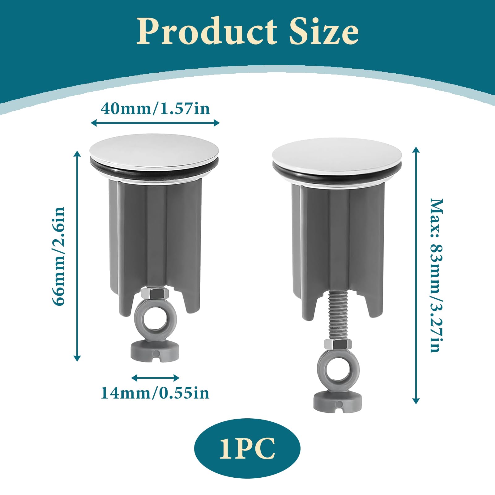 40mm Pop Up Sink Plug, Pop Up Basin Plug Replacement, Bathroom Basin Sink Plug, Replacement Drain Pop-Up Plug