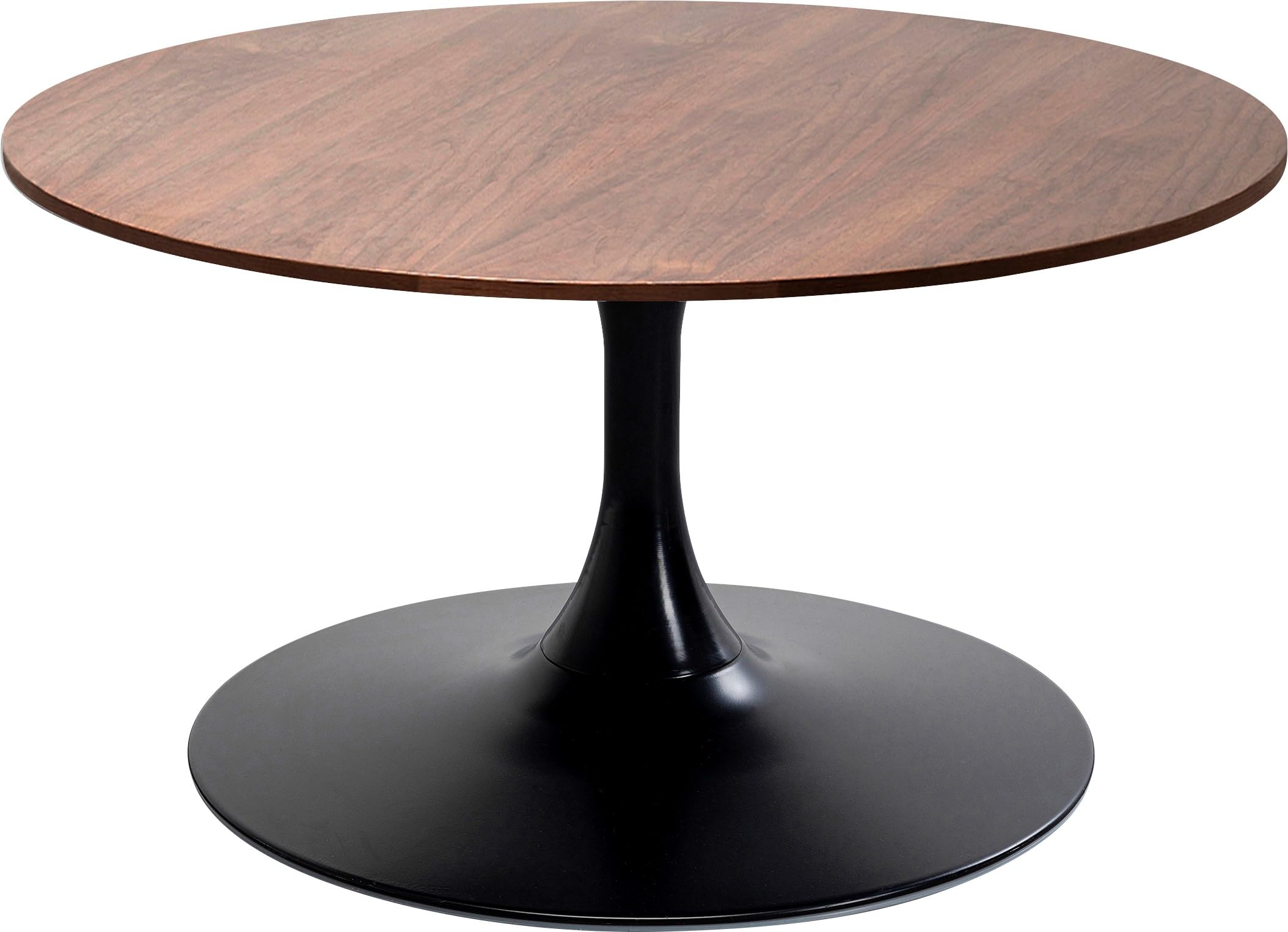 Kare Design Coffee Table Schickeria Walnut, Brown, Black, Wooden Look, Steel Base, Diameter 80cm, Modern, Round Sofa Side Table