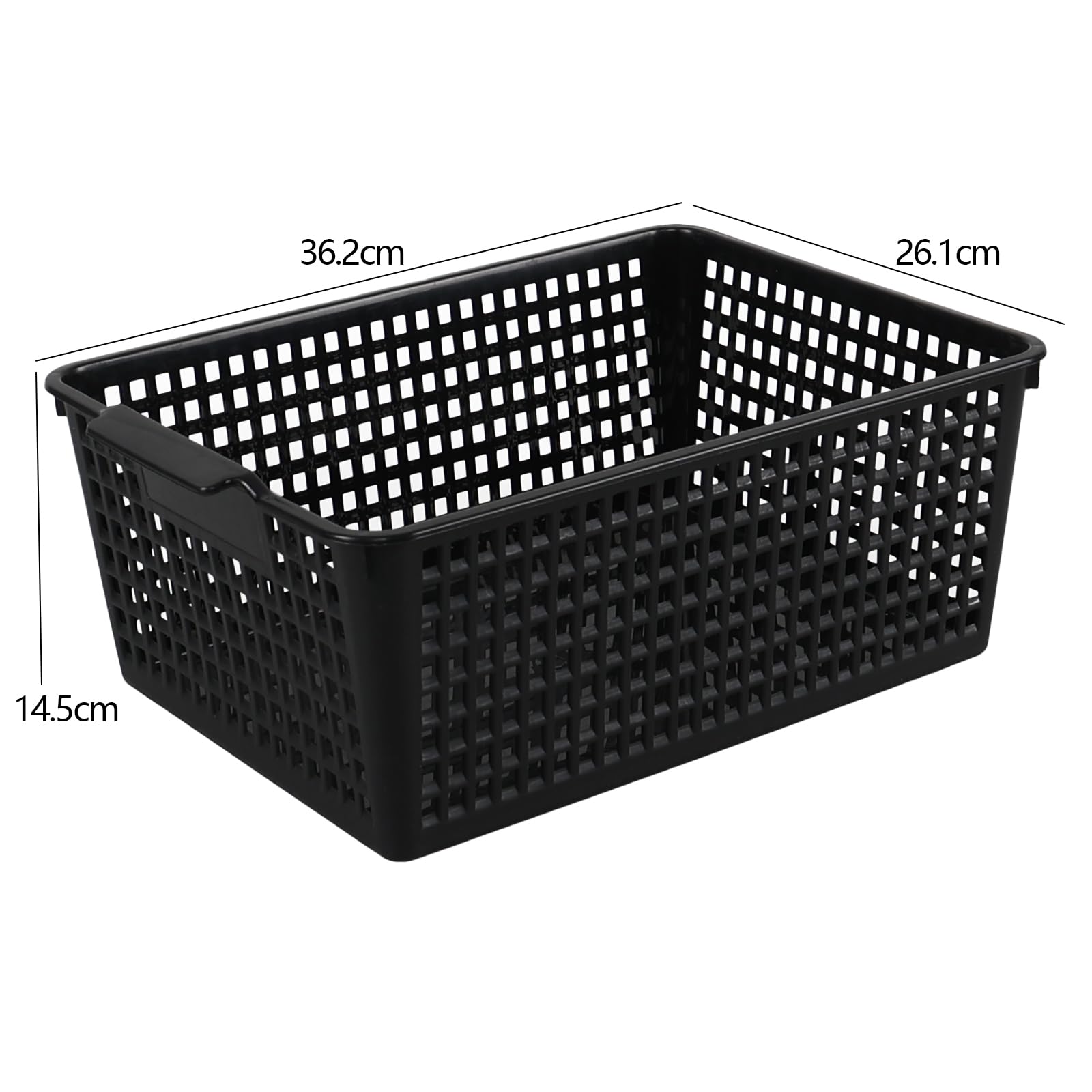 Kiddream 6-pack Large Storage Baskets, Plastic Organizing Basket Bins (Black)