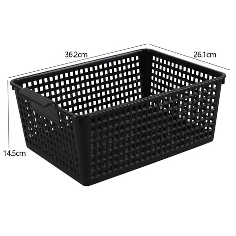 Kiddream 6-pack Large Storage Baskets, Plastic Organizing Basket Bins (Black)
