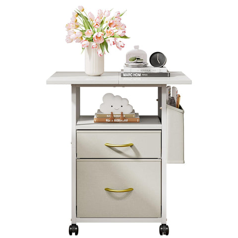 Printer Stand with 2 Fabric Drawers Mobile File Cabinet,End Table On Wheel
