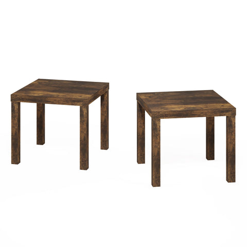 Furinno CLASSIC Side Table Set of 2, Square End Table with 1.8 Thick Tabletop, Night Stand, Bedside Table, for Living Room, Bedroom, Amber Pine